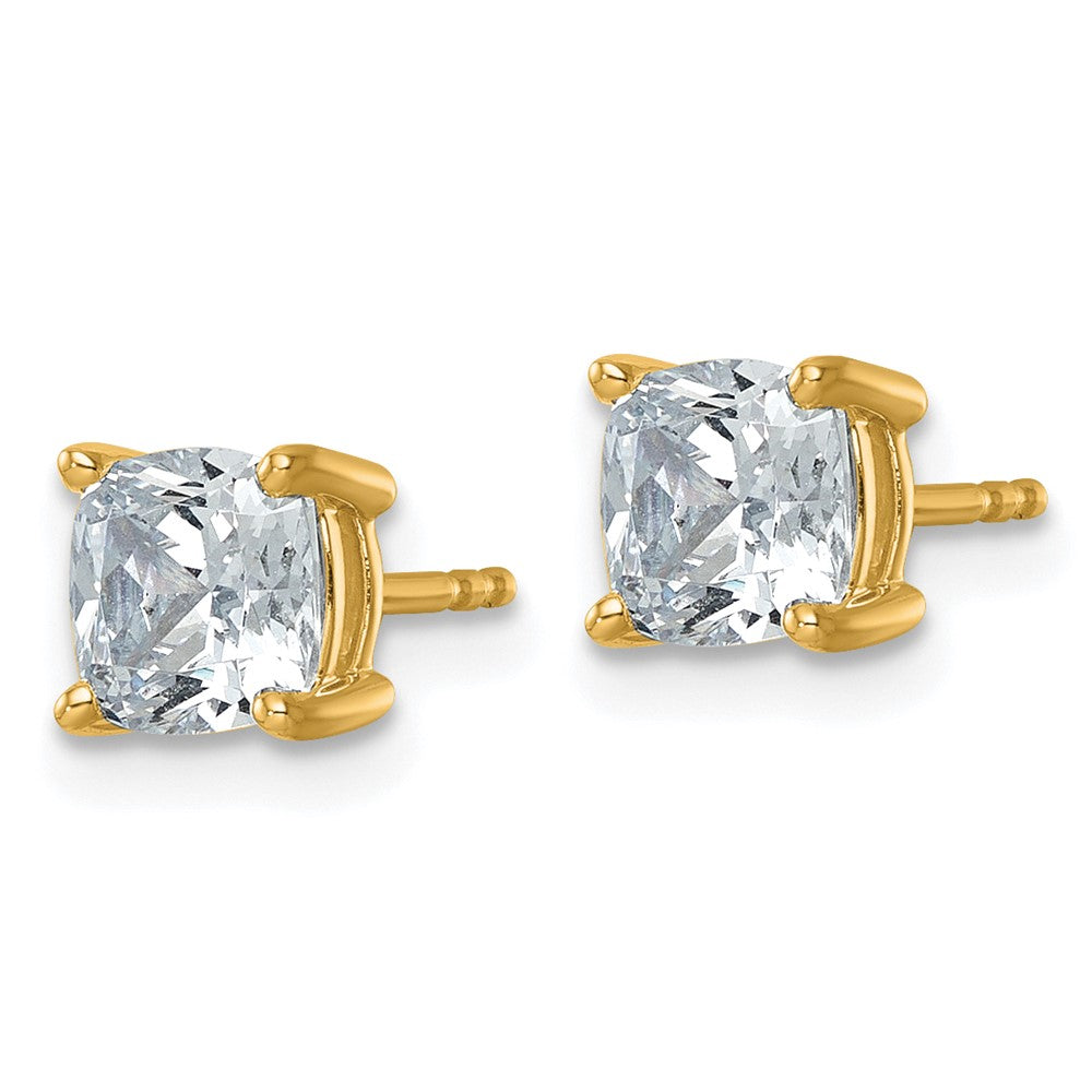 14k 2 carat Lab Grown Diamond VS+ F+ Cushion Complete Four Prong Stud Earrings