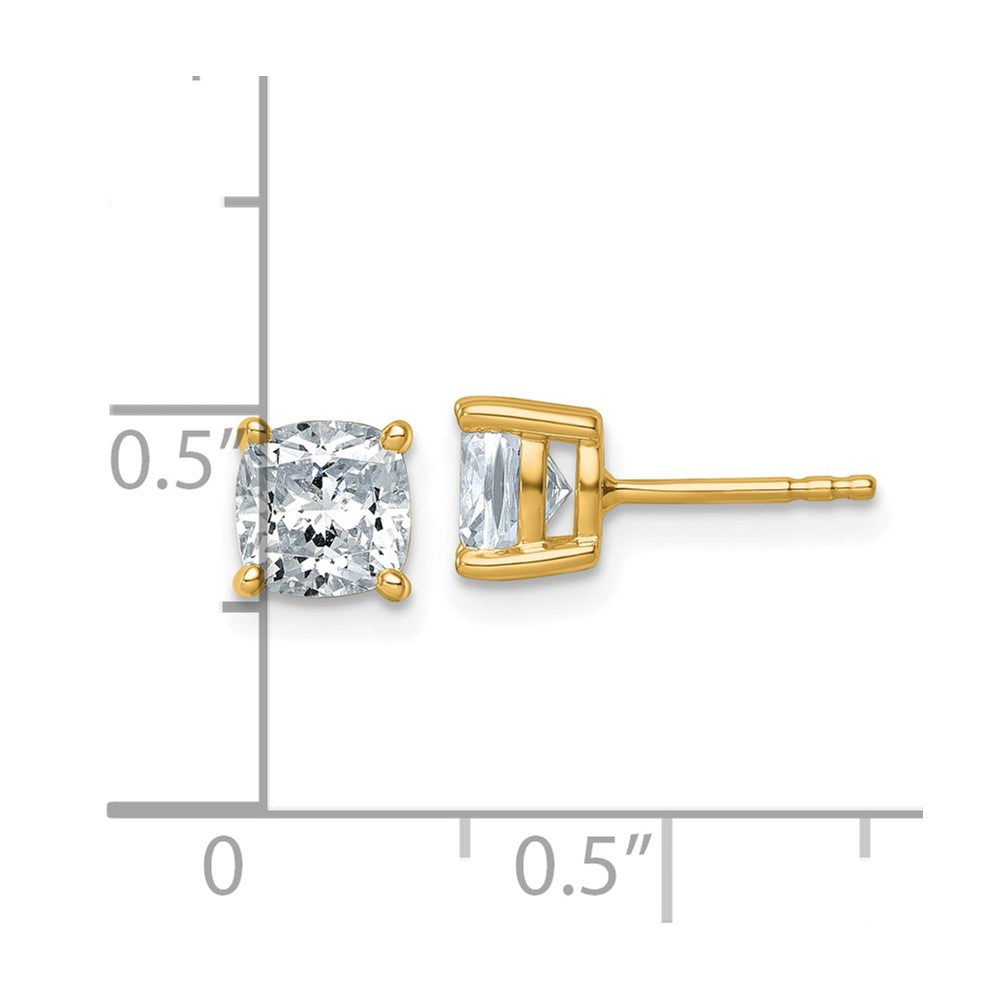 14k 2 carat Lab Grown Diamond VS+ F+ Cushion Complete Four Prong Stud Earrings