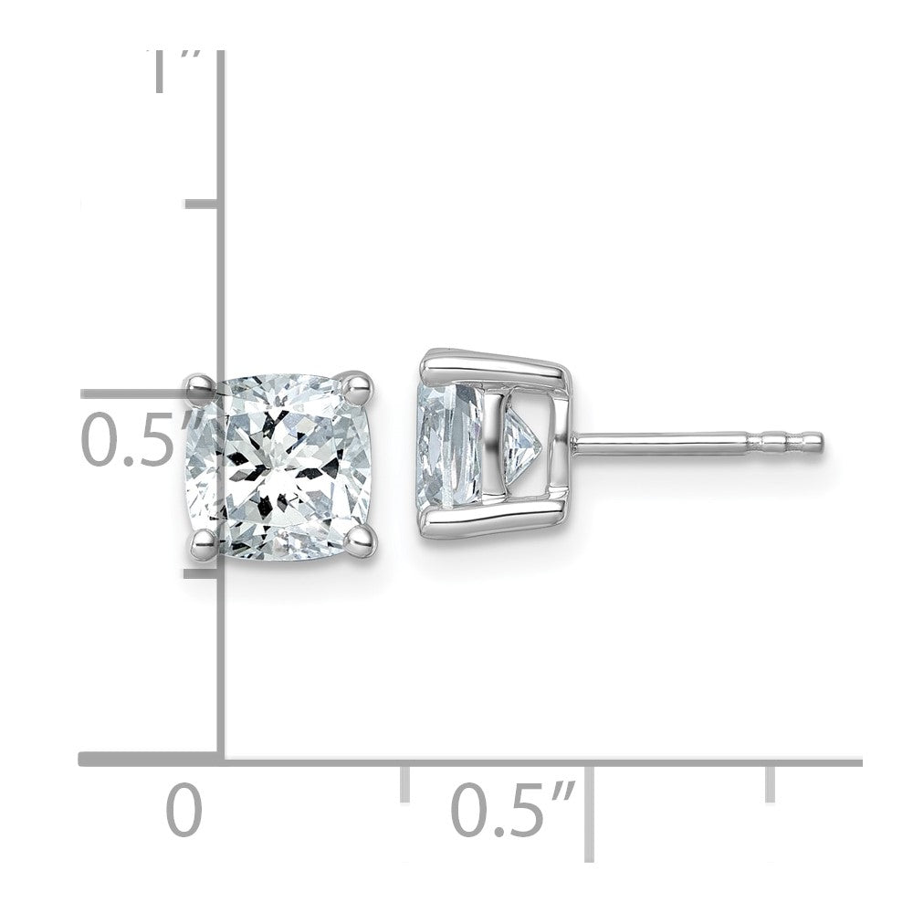 14k White Gold 3 carat Certified Lab Grown Diamond VS+ F+ Cushion Complete Four Prong Stud Earrings