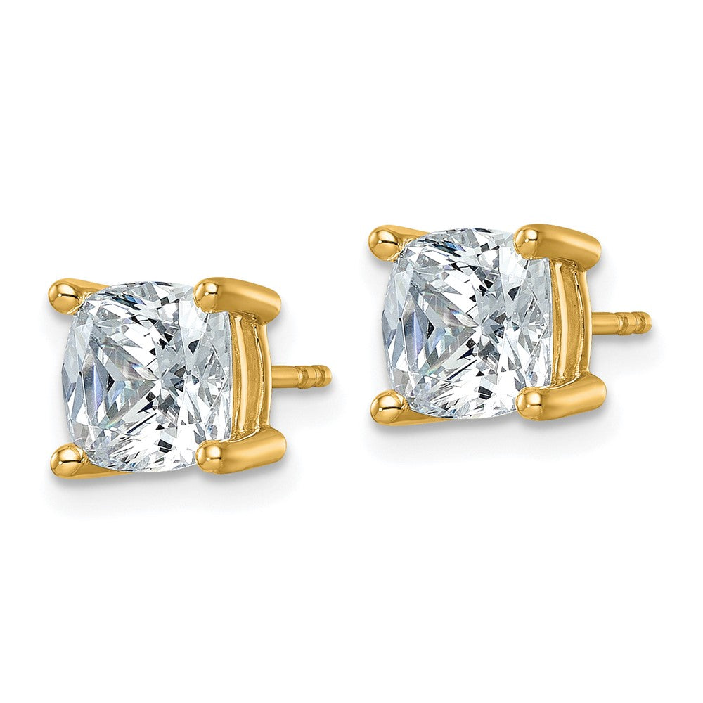 14k 4 carat Certified Lab Grown Diamond VS/SI+ G+ Cushion Complete Four Prong Stud Earrings