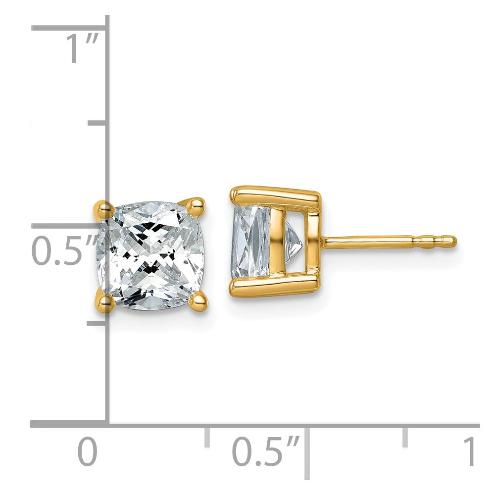 14k 4 carat Certified Lab Grown Diamond VS/SI+ G+ Cushion Complete Four Prong Stud Earrings