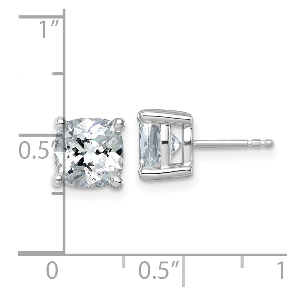 14k White Gold 5 carat Certified Lab Grown Diamond VS/SI+ G+ Cushion Complete Four Prong Stud Earrings