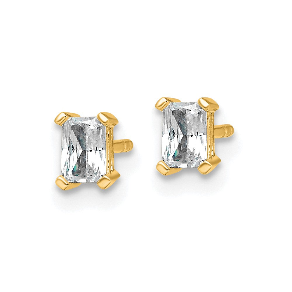 14k 1/2 carat Lab Grown Diamond VS+ F+ Radiant Complete Four Prong Stud Earrings