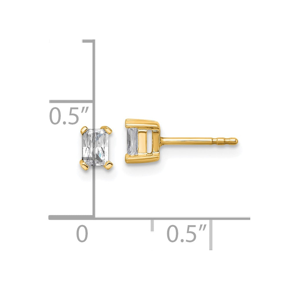 14k 1/2 carat Lab Grown Diamond VS+ F+ Radiant Complete Four Prong Stud Earrings