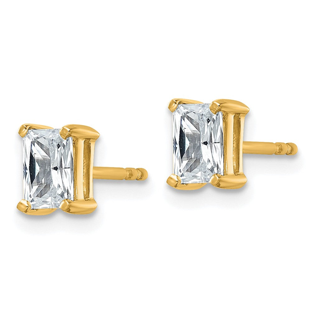 14k 1 carat Lab Grown Diamond VS+ F+ Radiant Complete Four Prong Stud Earrings
