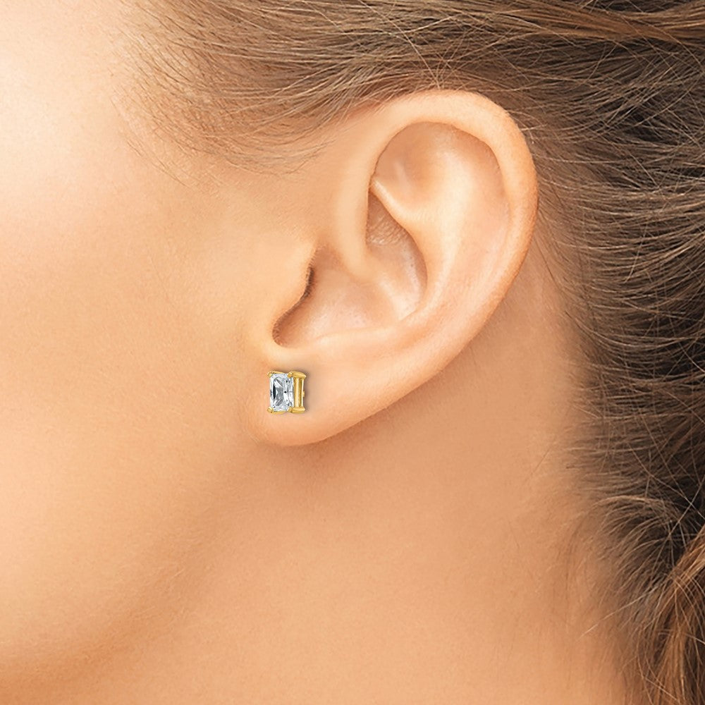 14k 1 carat Lab Grown Diamond VS+ F+ Radiant Complete Four Prong Stud Earrings