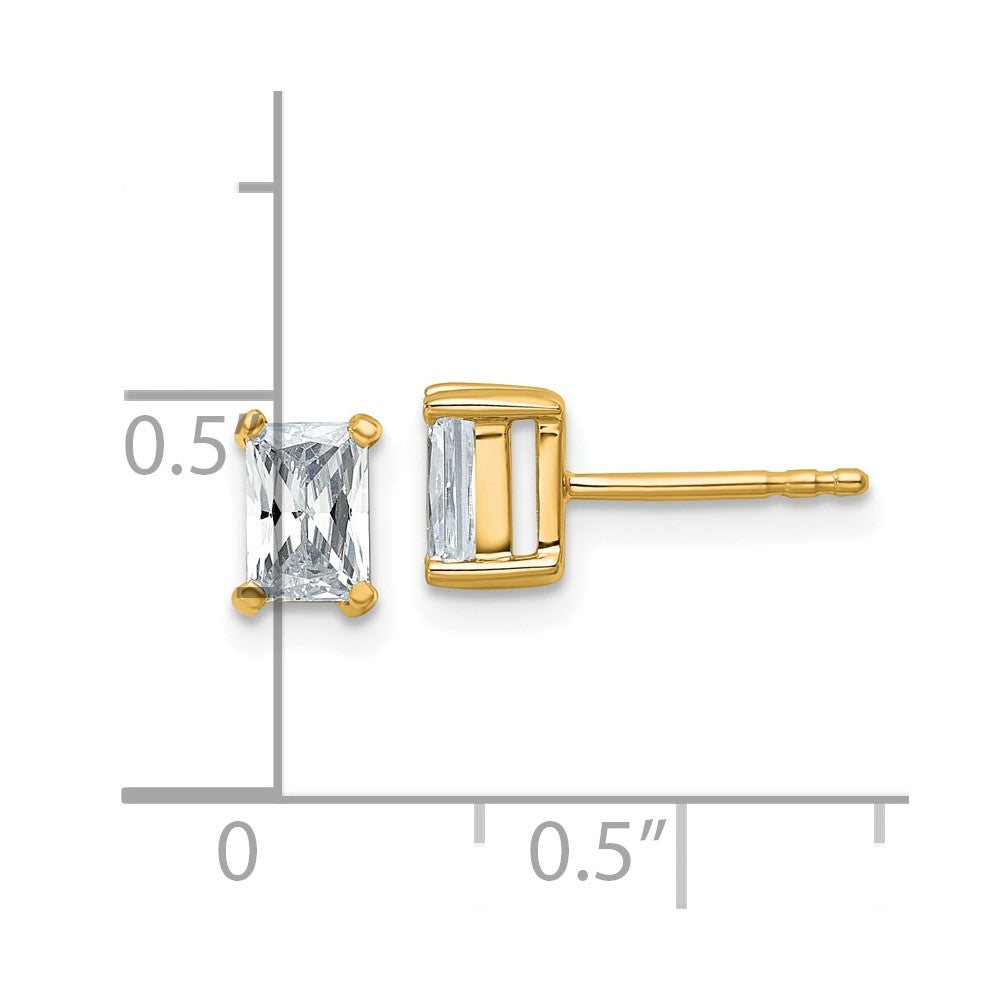 14k 1 carat Lab Grown Diamond VS+ F+ Radiant Complete Four Prong Stud Earrings