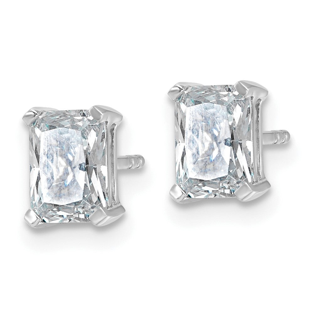 14k White Gold 1 1/2 carat Lab Grown Diamond VS/SI+ G+ Radiant Complete Four Prong Stud Earrings
