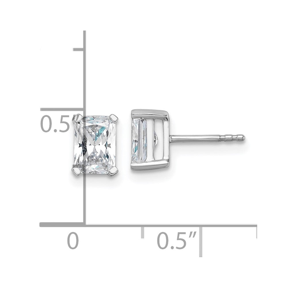 14k White Gold 1 1/2 carat Lab Grown Diamond VS/SI+ G+ Radiant Complete Four Prong Stud Earrings