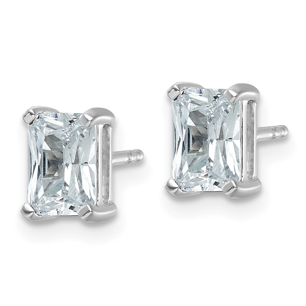 14k White Gold 2 carat Lab Grown Diamond VS/SI+ G+ Radiant Complete Four Prong Stud Earrings