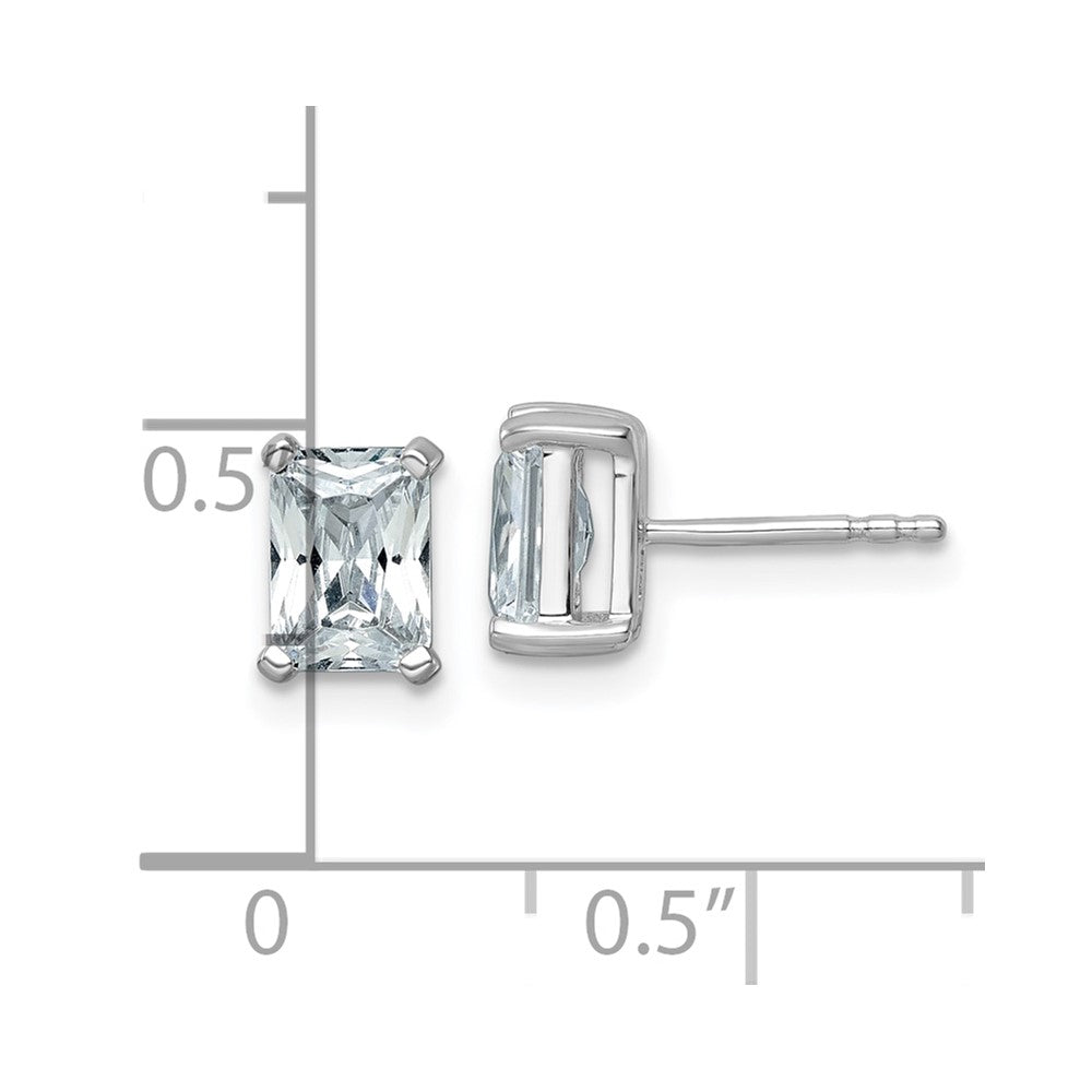 14k White Gold 2 carat Lab Grown Diamond VS/SI+ G+ Radiant Complete Four Prong Stud Earrings