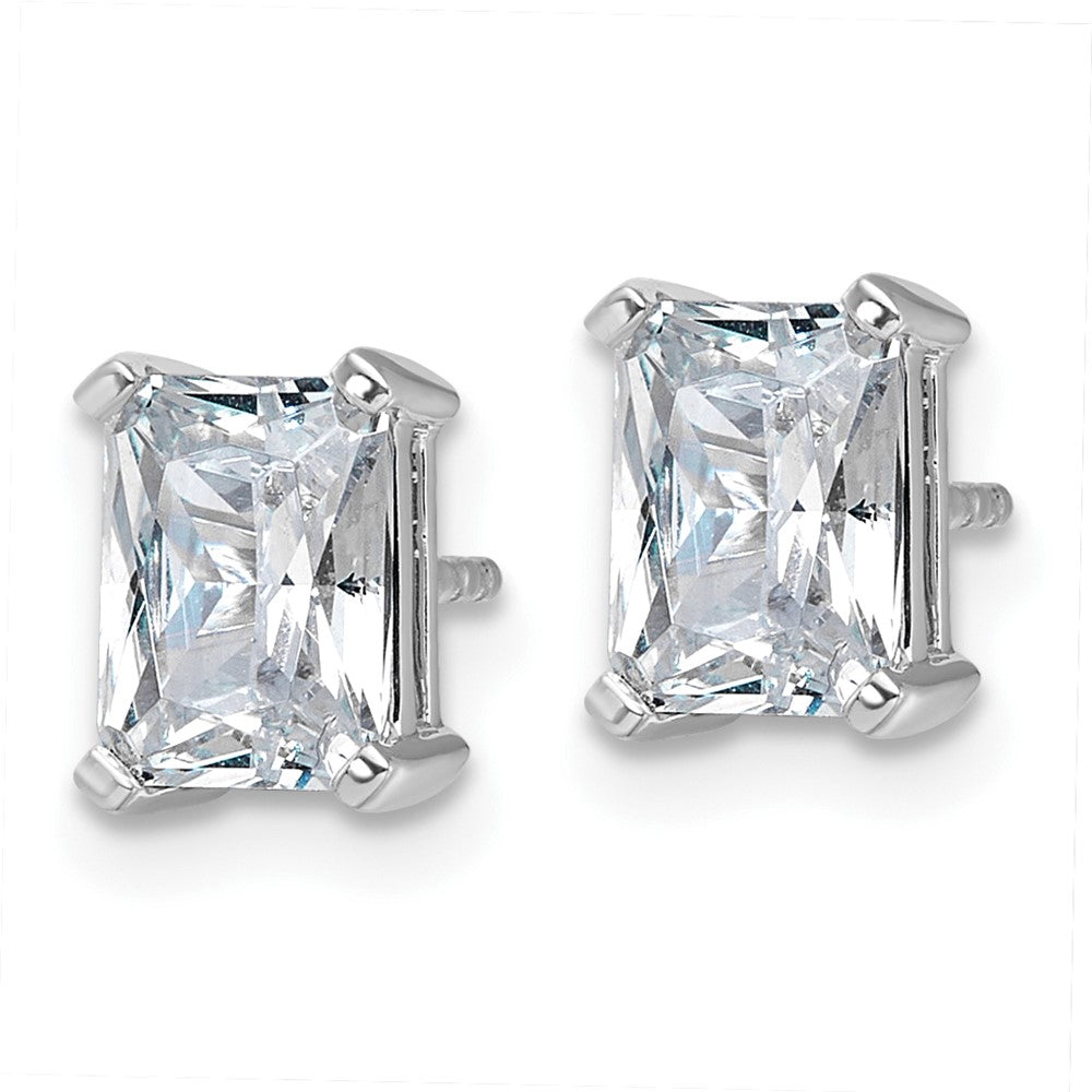 14k White Gold 3 carat Lab Grown Diamond VS+ F+ Radiant Complete Four Prong Stud Earrings