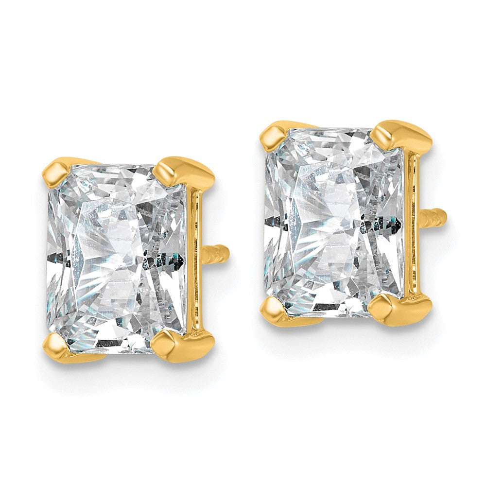 14k 4 carat Lab Grown Diamond VS/SI+ G+ Radiant Complete Four Prong Stud Earrings