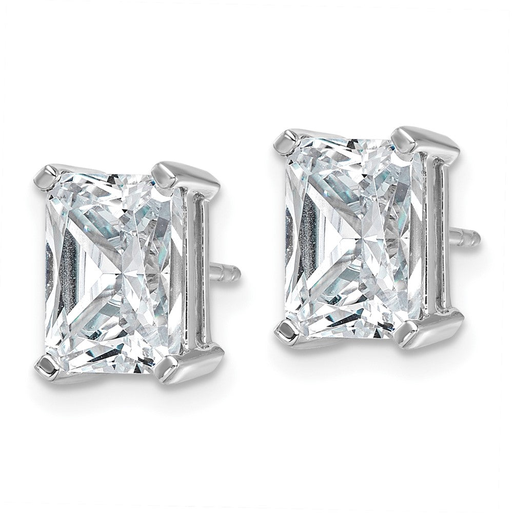 14k White Gold 5 carat Lab Grown Diamond VS/SI+ G+ Radiant Complete Four Prong Stud Earrings