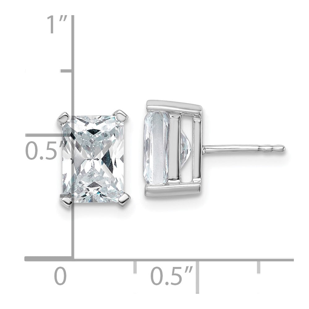 14k White Gold 5 carat Lab Grown Diamond VS/SI+ G+ Radiant Complete Four Prong Stud Earrings