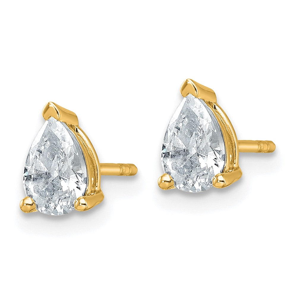 14k 1 carat Lab Grown Diamond VS/SI+ G+ Complete Pear Three Prong Stud Earrings