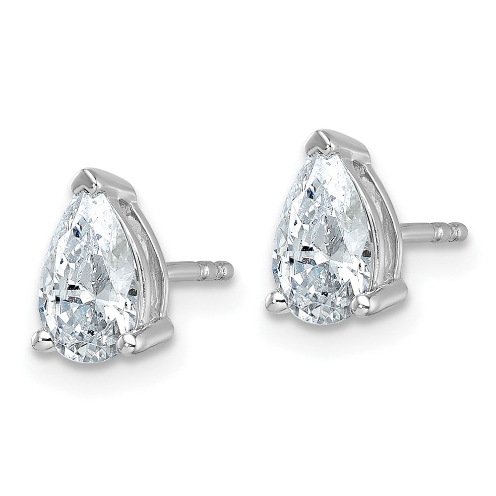 14k White Gold 1 1/2 carat Lab Grown Diamond VS+ F+ Complete Pear Three Prong Stud Earrings