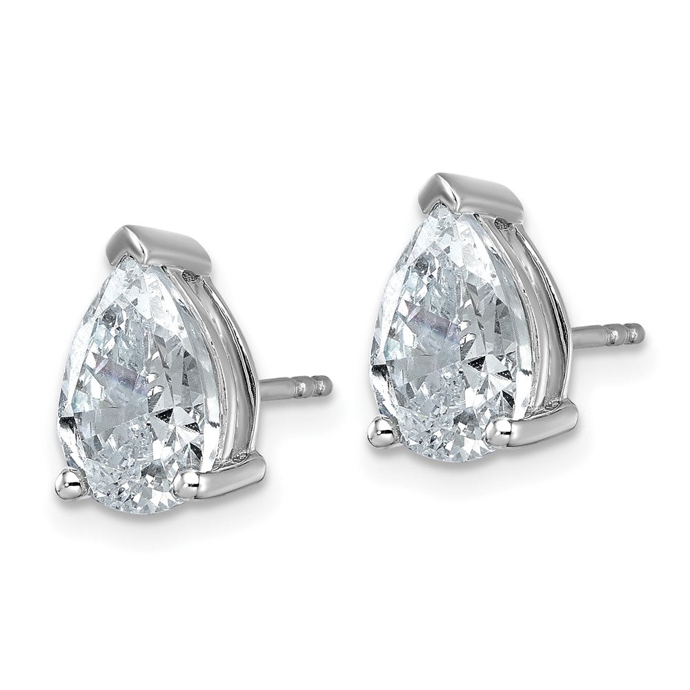 14k White Gold 4 carat Lab Grown Diamond VS/SI+ G+ Complete Pear Three Prong Stud Earrings