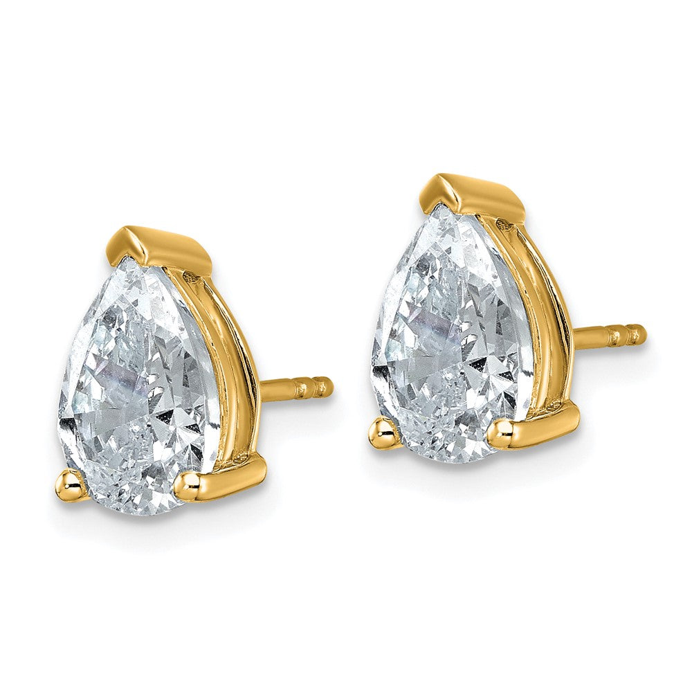 14k 4 carat Lab Grown Diamond VS/SI+ G+ Complete Pear Three Prong Stud Earrings