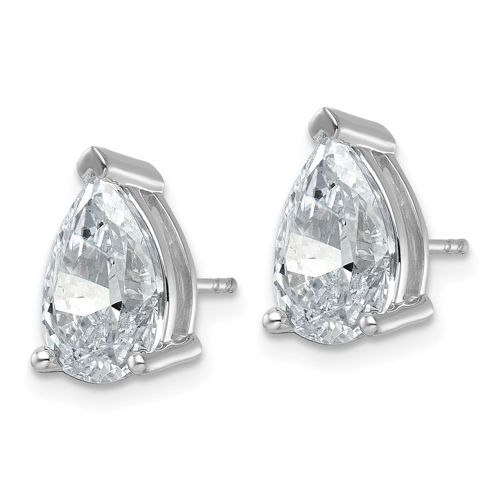 14k White Gold 5 carat Lab Grown Diamond VS/SI+ G+ Complete Pear Three Prong Stud Earrings