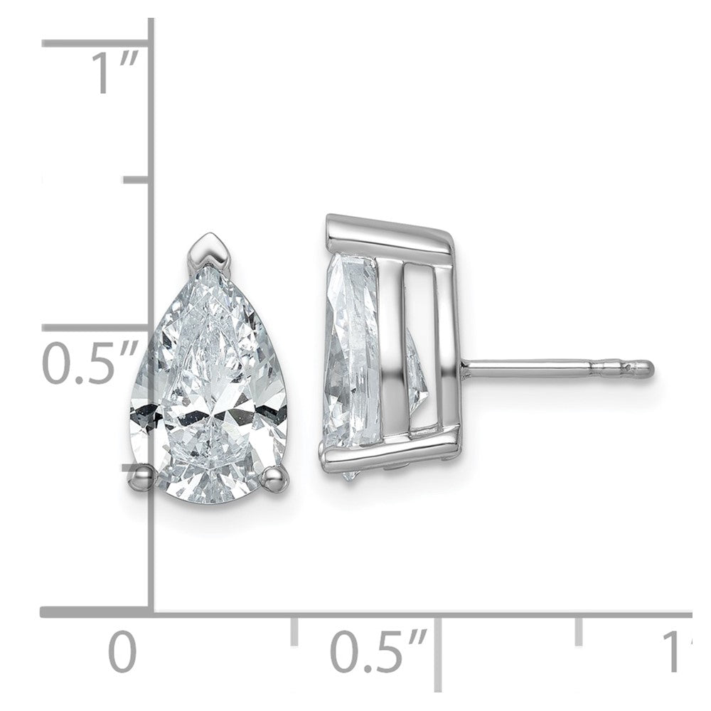 14k White Gold 5 carat Lab Grown Diamond VS/SI+ G+ Complete Pear Three Prong Stud Earrings