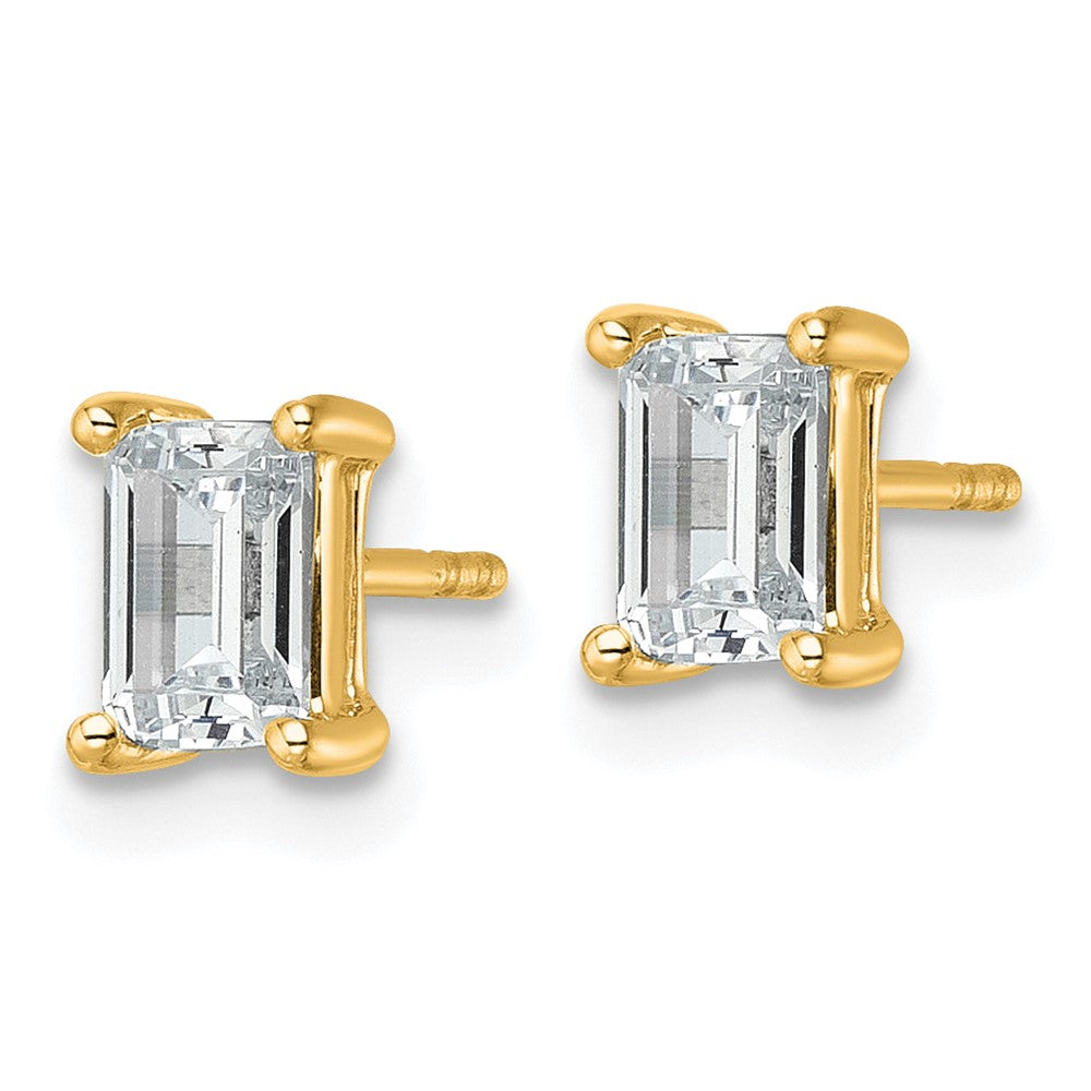 14k 1 1/2 carat Lab Grown Diamond VS+ F+ Emerald Complete Four Prong Stud Earrings