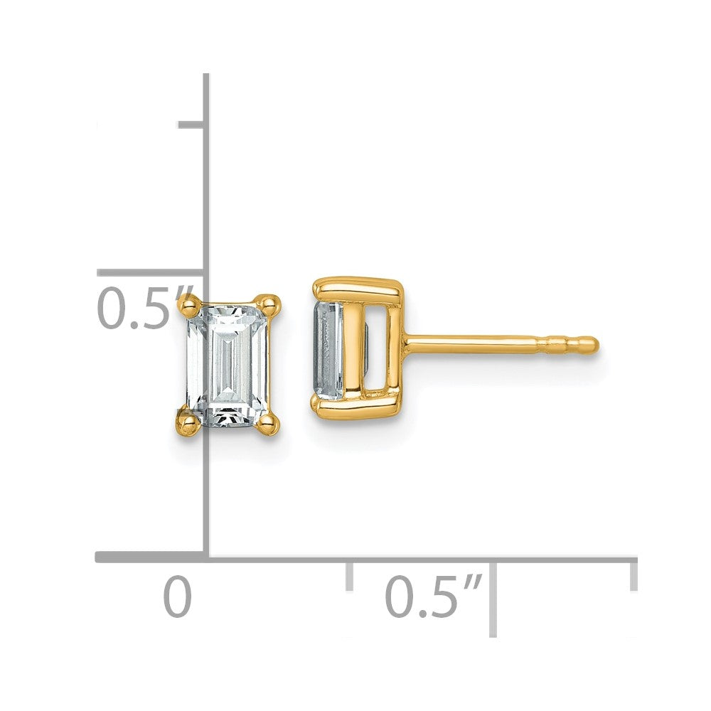 14k 1 1/2 carat Lab Grown Diamond VS+ F+ Emerald Complete Four Prong Stud Earrings