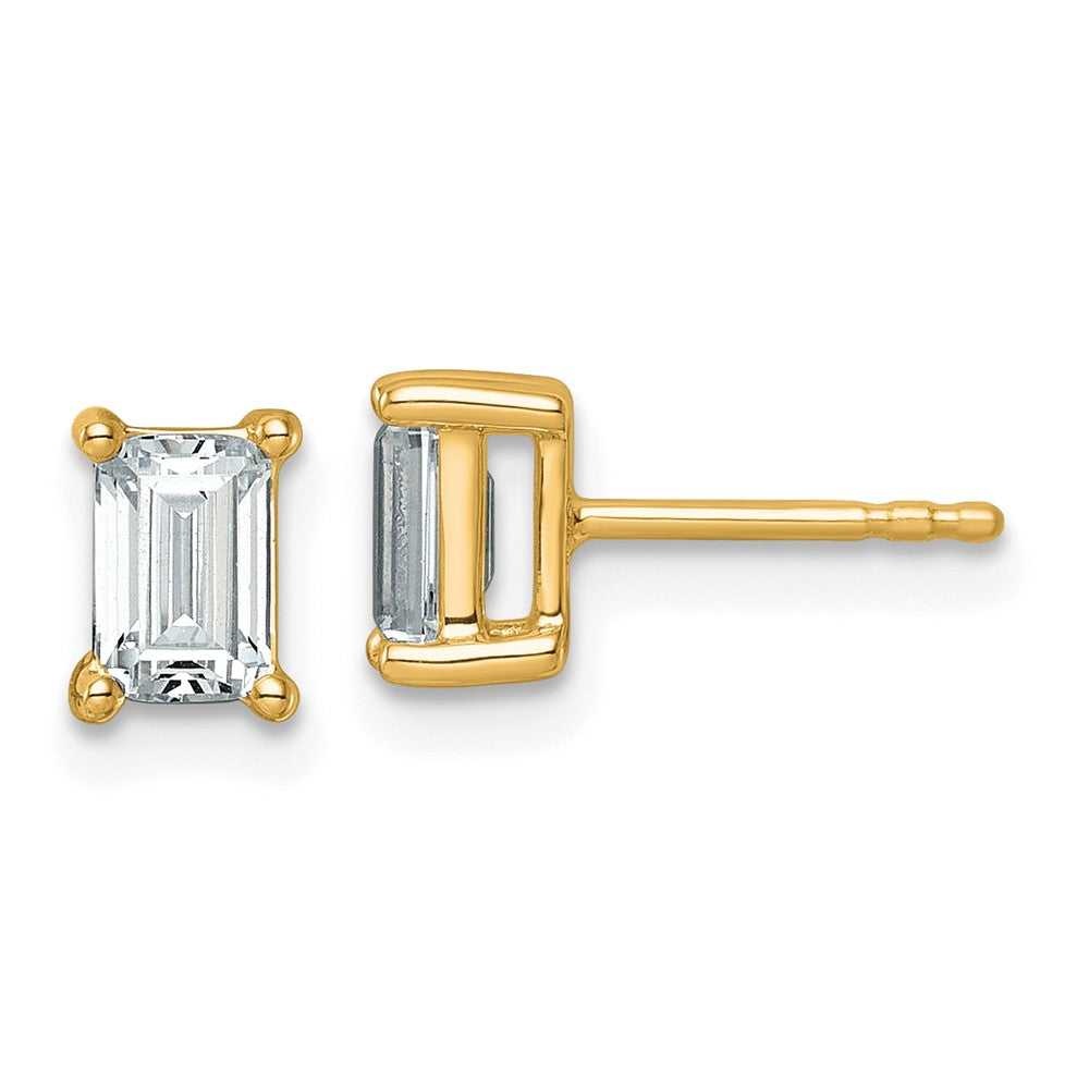 14k 1 1/2 carat Lab Grown Diamond VS+ F+ Emerald Complete Four Prong Stud Earrings