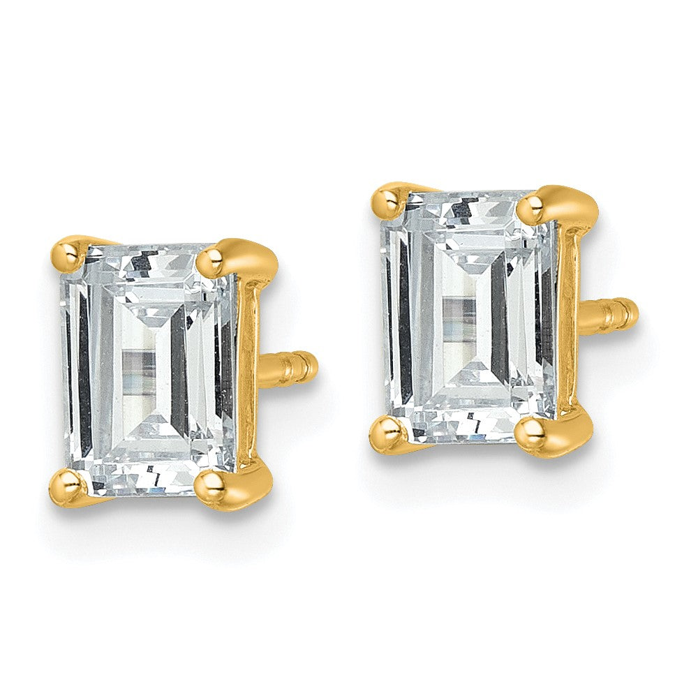 14k 2 carat Lab Grown Diamond VS+ F+ Emerald Complete Four Prong Stud Earrings