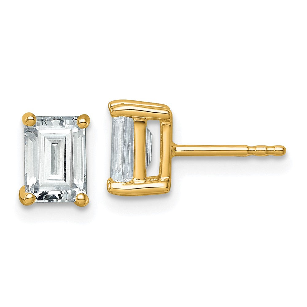 14k 2 carat Lab Grown Diamond VS/SI+ G+ Emerald Complete Four Prong Stud Earrings