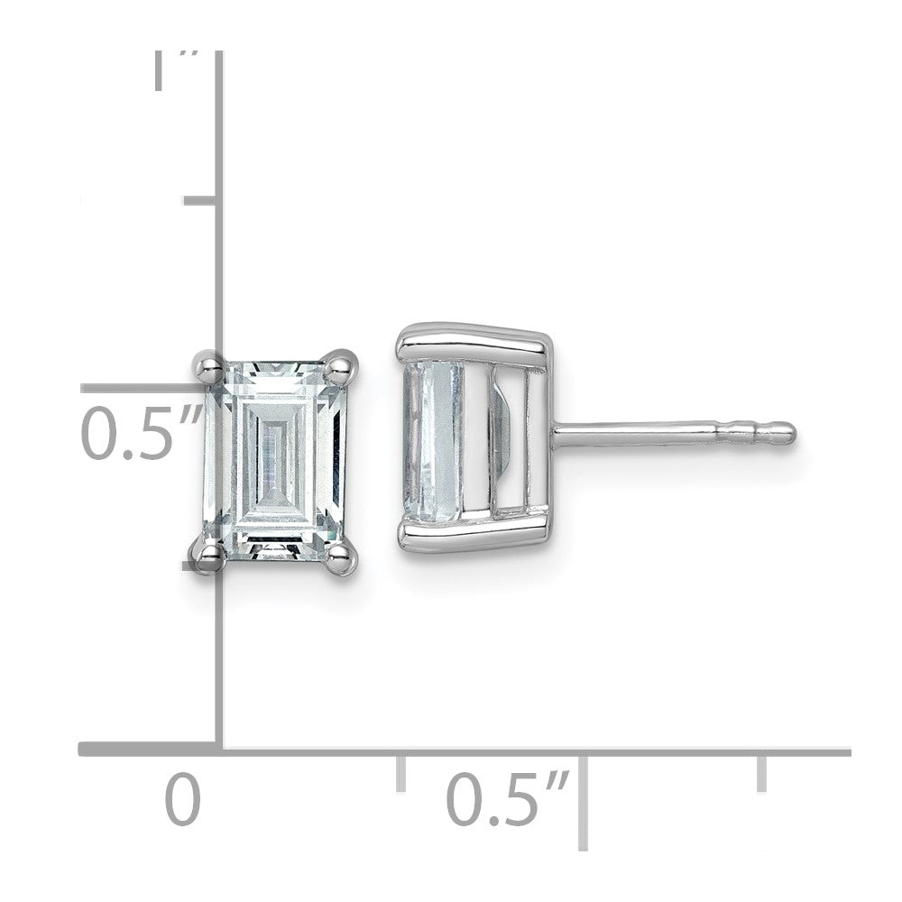 14k White Gold 3 carat Lab Grown Diamond VS/SI+ G+ Emerald Complete Four Prong Stud Earrings
