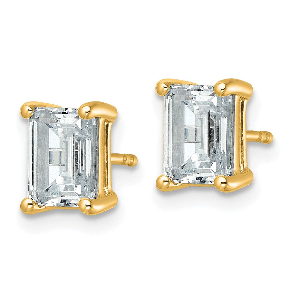 14k 3 carat Lab Grown Diamond VS/SI+ G+ Emerald Complete Four Prong Stud Earrings