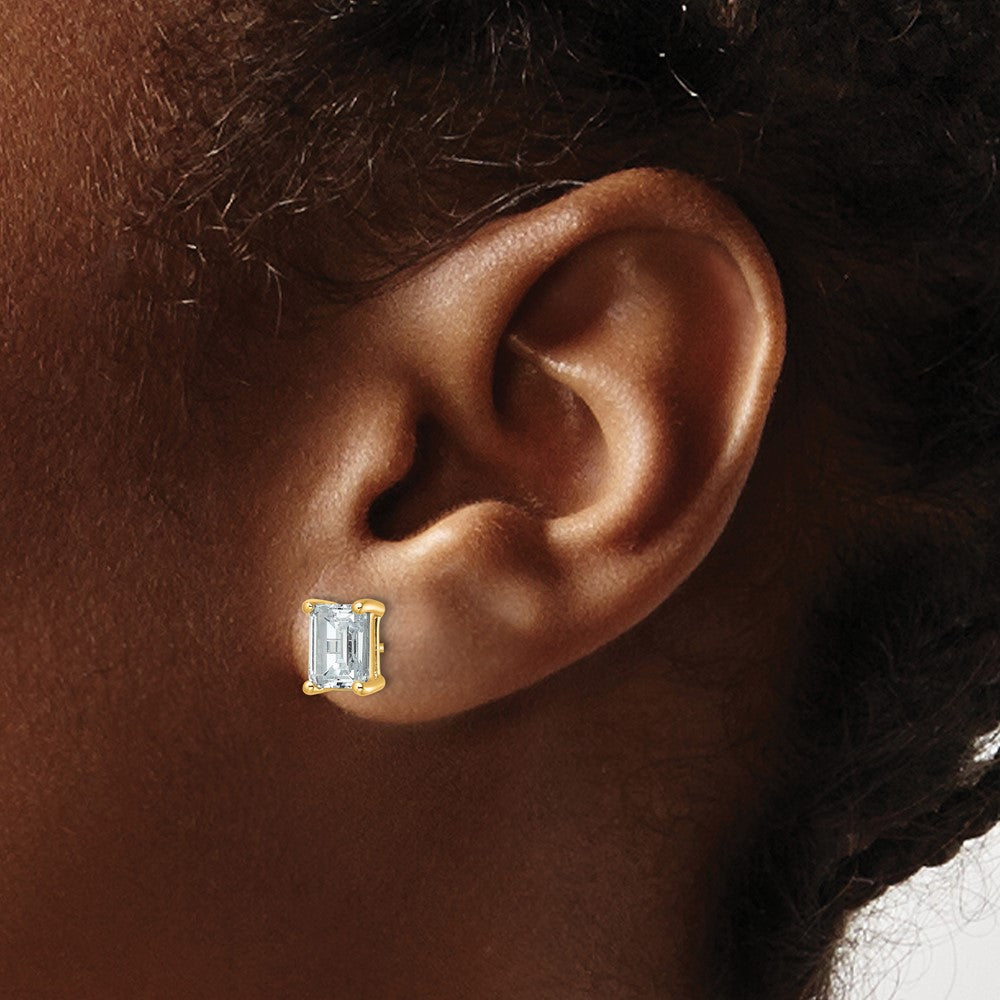 14k 3 carat Lab Grown Diamond VS/SI+ G+ Emerald Complete Four Prong Stud Earrings