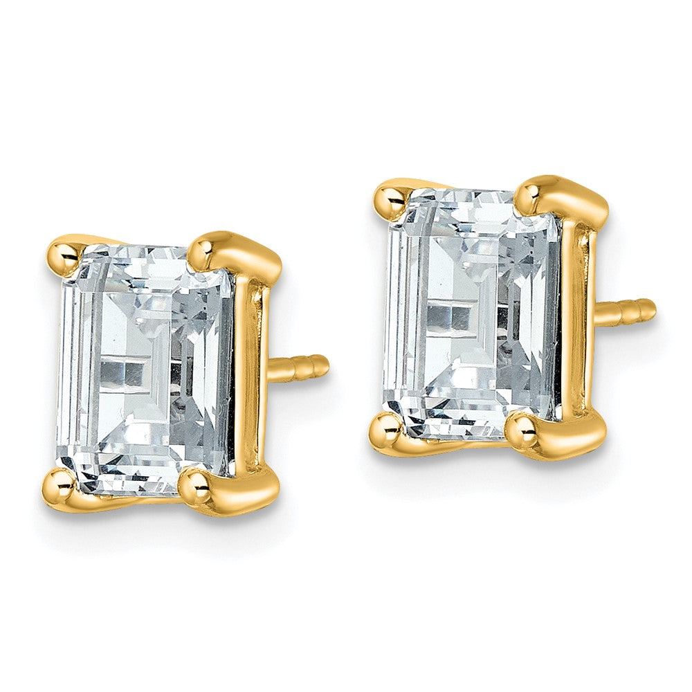 14k 5 carat Lab Grown Diamond VS/SI+ G+ Emerald Complete Four Prong Stud Earrings