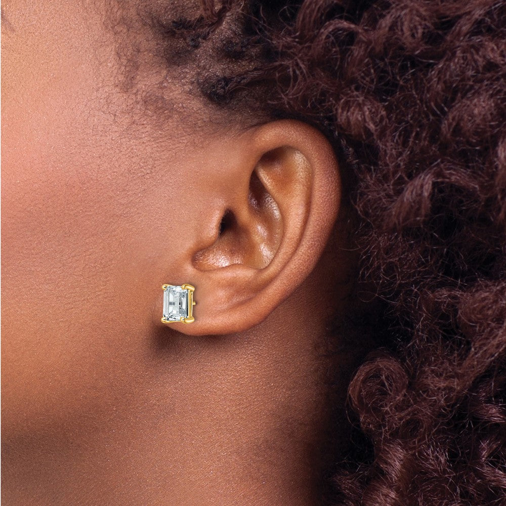 14k 5 carat Lab Grown Diamond VS/SI+ G+ Emerald Complete Four Prong Stud Earrings