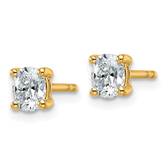 14k 1/2 carat Certified Lab Grown Diamond VS/SI+ G+ Complete Oval Four Prong Stud Earrings
