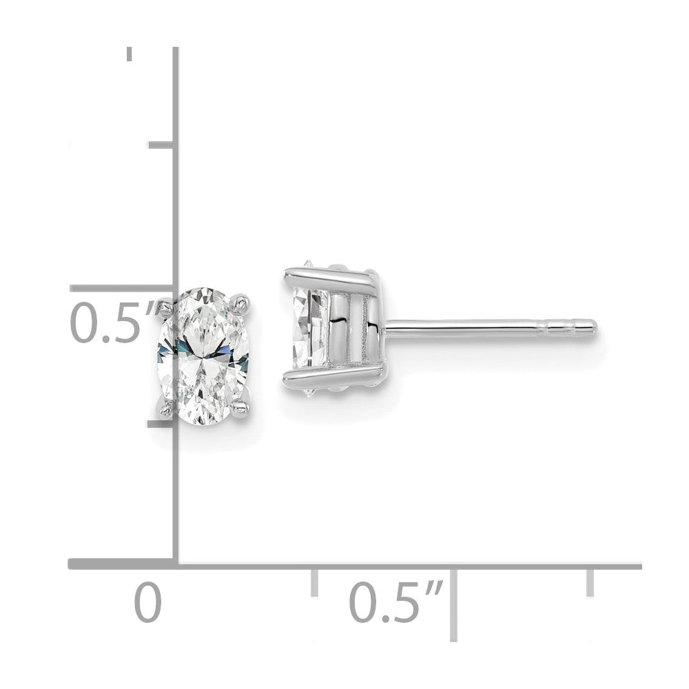 14k White Gold 5/8 carat Lab Grown Diamond VS/SI+ G+ Complete Oval Four Prong Stud Earrings