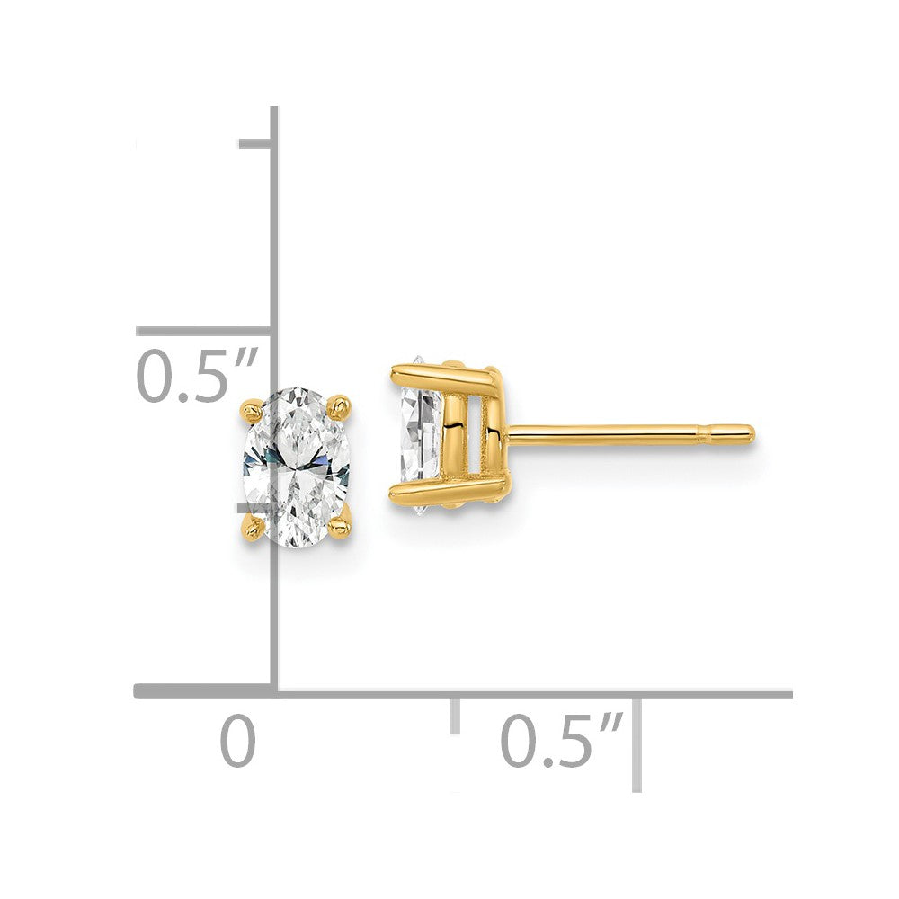 14k 5/8 carat Lab Grown Diamond VS/SI+ G+ Complete Oval Four Prong Stud Earrings