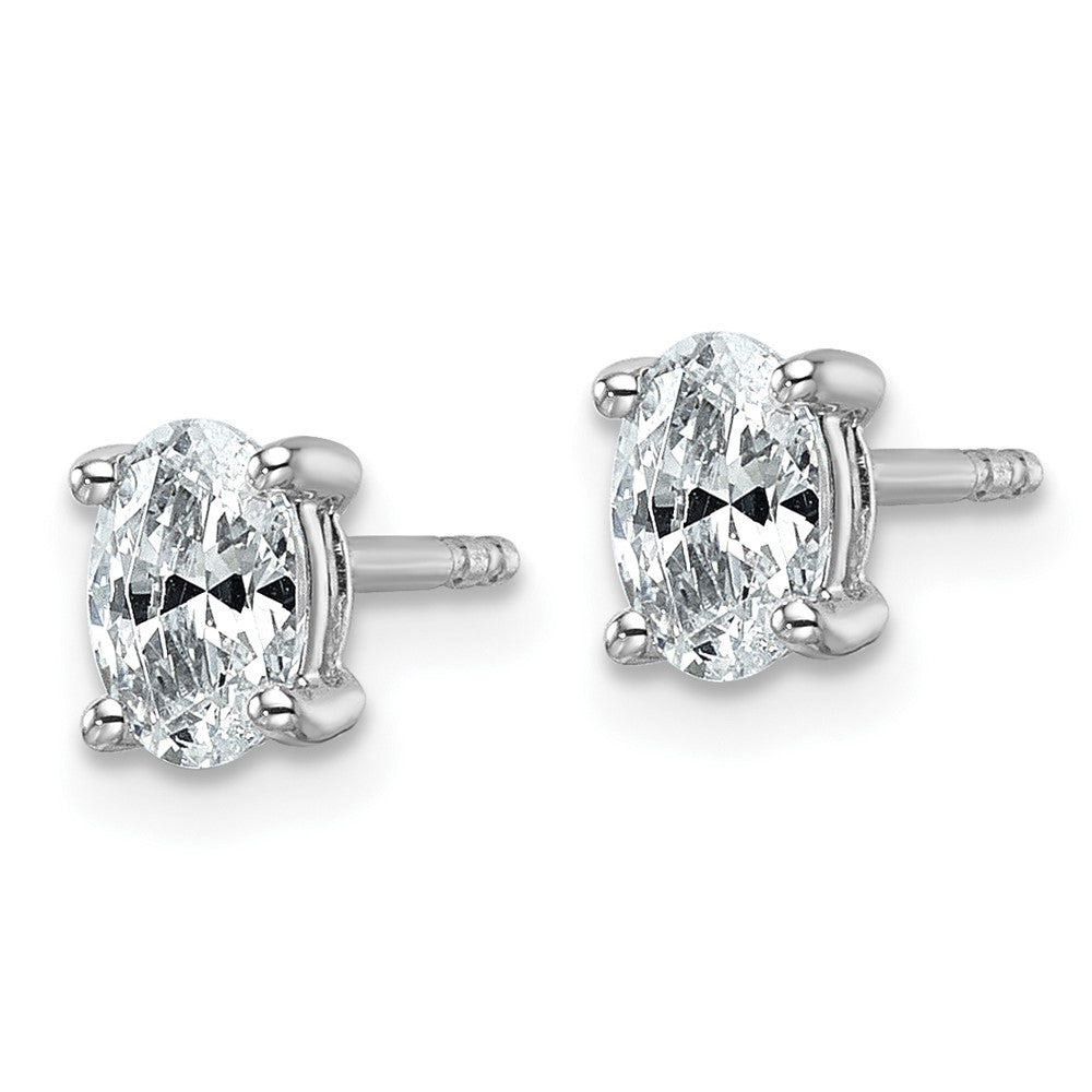 14k White Gold 3/4 carat Lab Grown Diamond VS/SI+ G+ Complete Oval Four Prong Stud Earrings