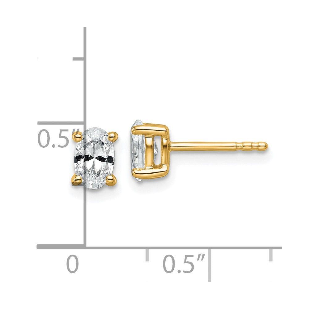14k 3/4 carat Lab Grown Diamond VS/SI+ G+ Complete Oval Four Prong Stud Earrings