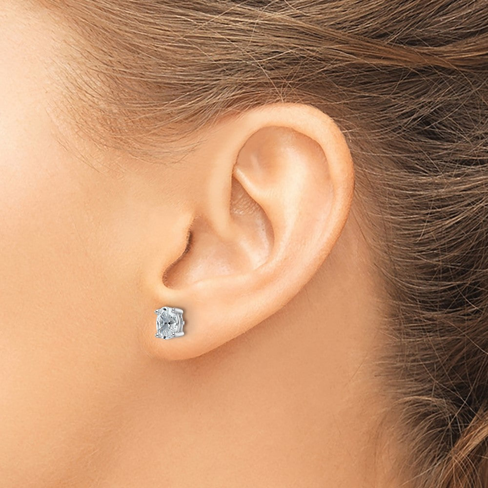 14k White Gold 1 carat Certified Lab Grown Diamond VS+ F+ Complete Oval Four Prong Stud Earrings