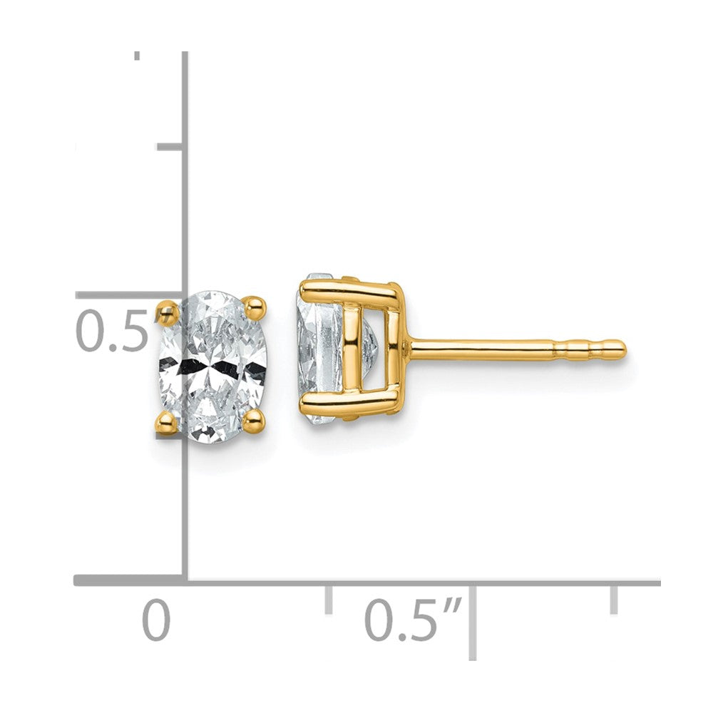 14k 1 carat Lab Grown Diamond VS+ F+ Complete Oval Four Prong Stud Earrings