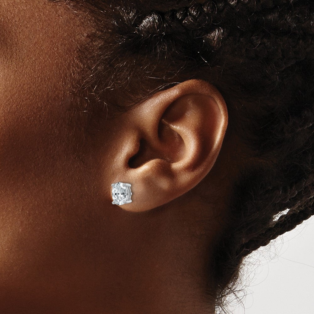 14k White Gold 1 1/2 carat Lab Grown Diamond VS/SI+ G+ Complete Oval Four Prong Stud Earrings