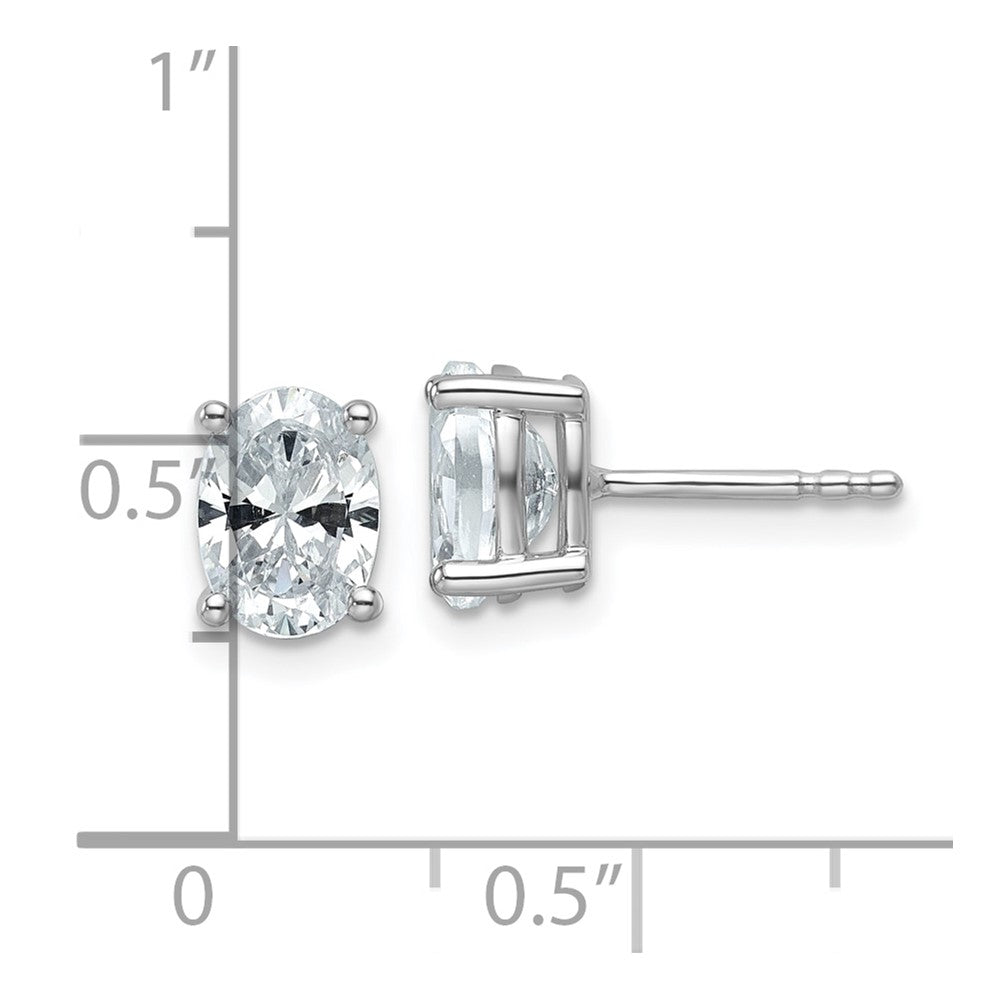 14k White Gold 1 1/2 carat Lab Grown Diamond VS/SI+ G+ Complete Oval Four Prong Stud Earrings