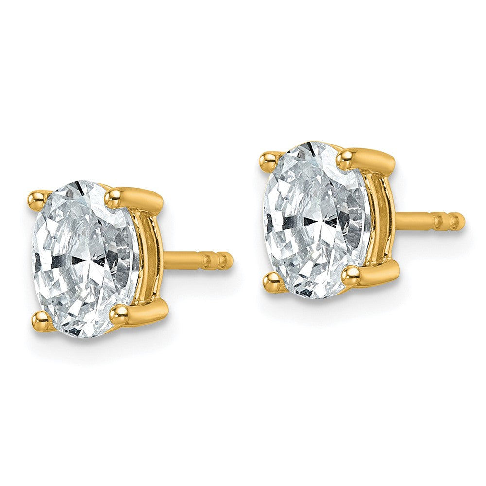 14k 1 1/2 carat Certified Lab Grown Diamond VS+ F+ Complete Oval Four Prong Stud Earrings
