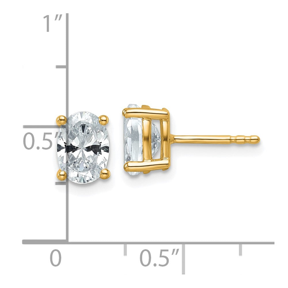 14k 1 1/2 carat Certified Lab Grown Diamond VS+ F+ Complete Oval Four Prong Stud Earrings
