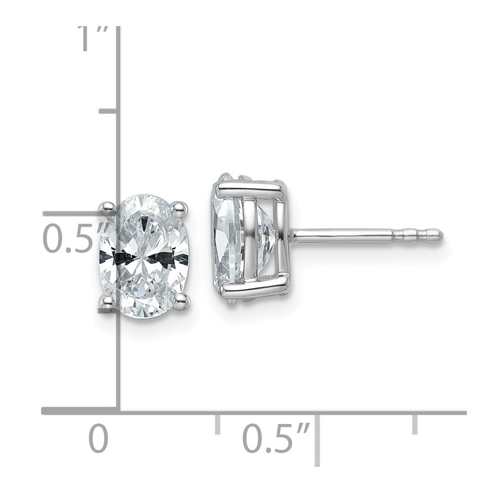 14k White Gold 2 carat Lab Grown Diamond VS+ F+ Complete Oval Four Prong Stud Earrings