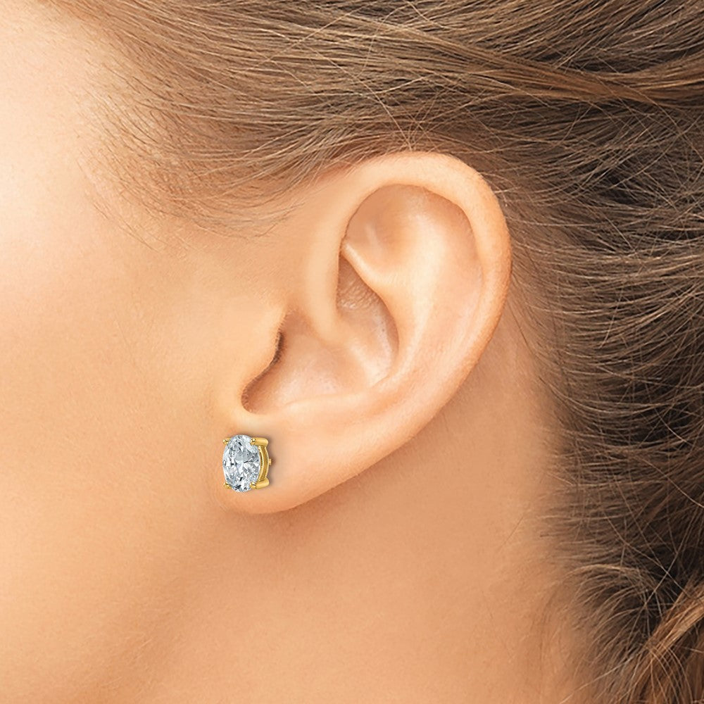 14k 2 carat Lab Grown Diamond VS/SI+ G+ Complete Oval Four Prong Stud Earrings