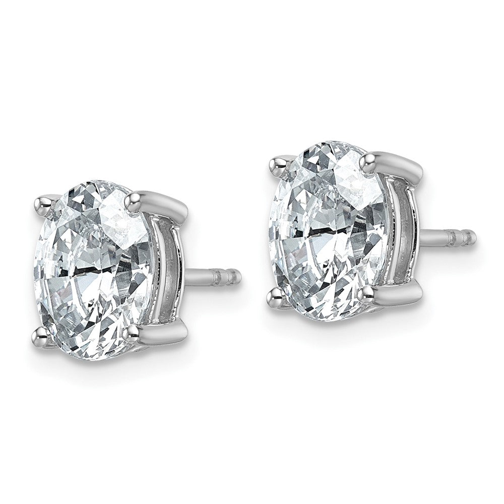 14k White Gold 3 carat Certified Lab Grown Diamond VS/SI+ G+ Complete Oval Four Prong Stud Earrings