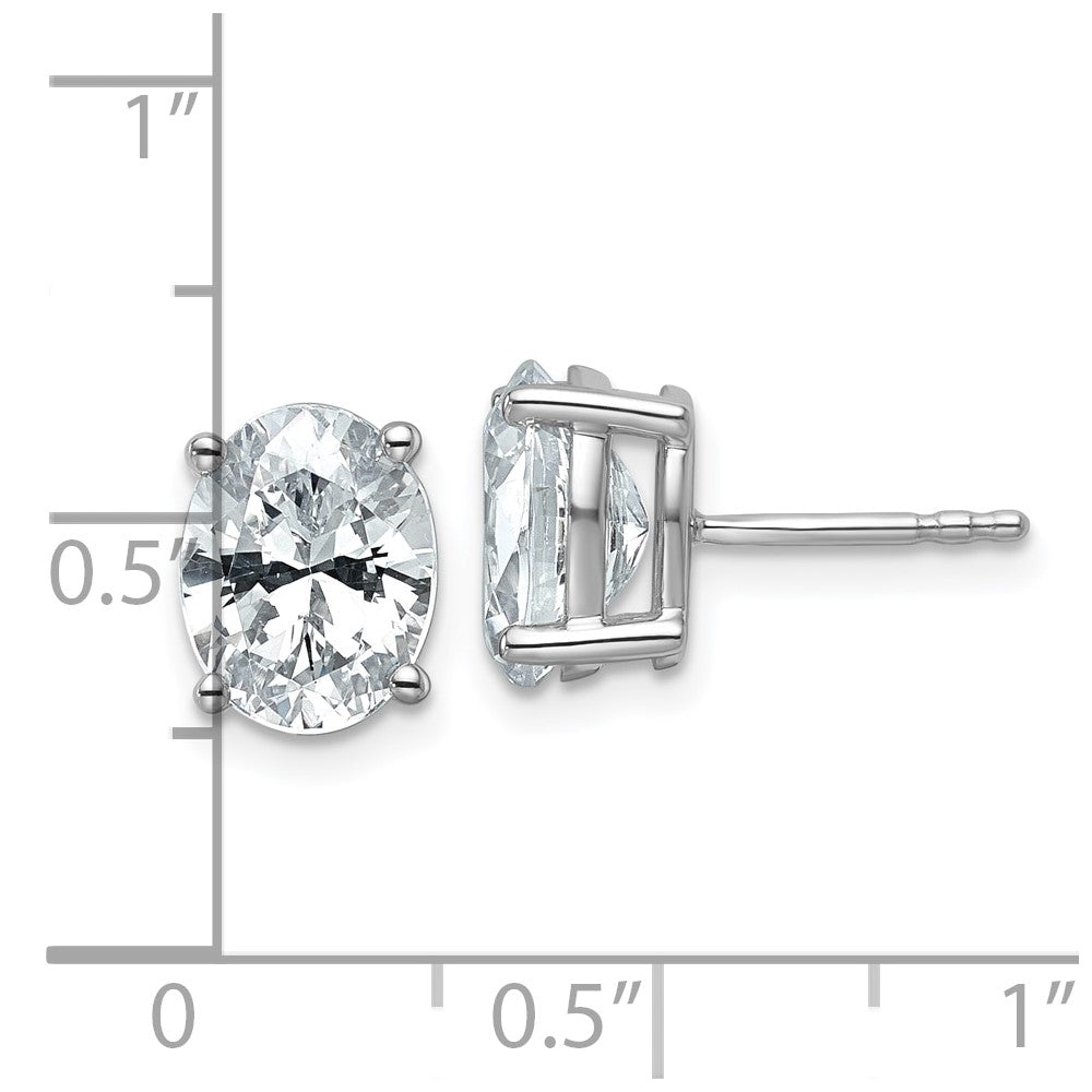 14k White Gold 3 carat Lab Grown Diamond VS+ F+ Complete Oval Four Prong Stud Earrings